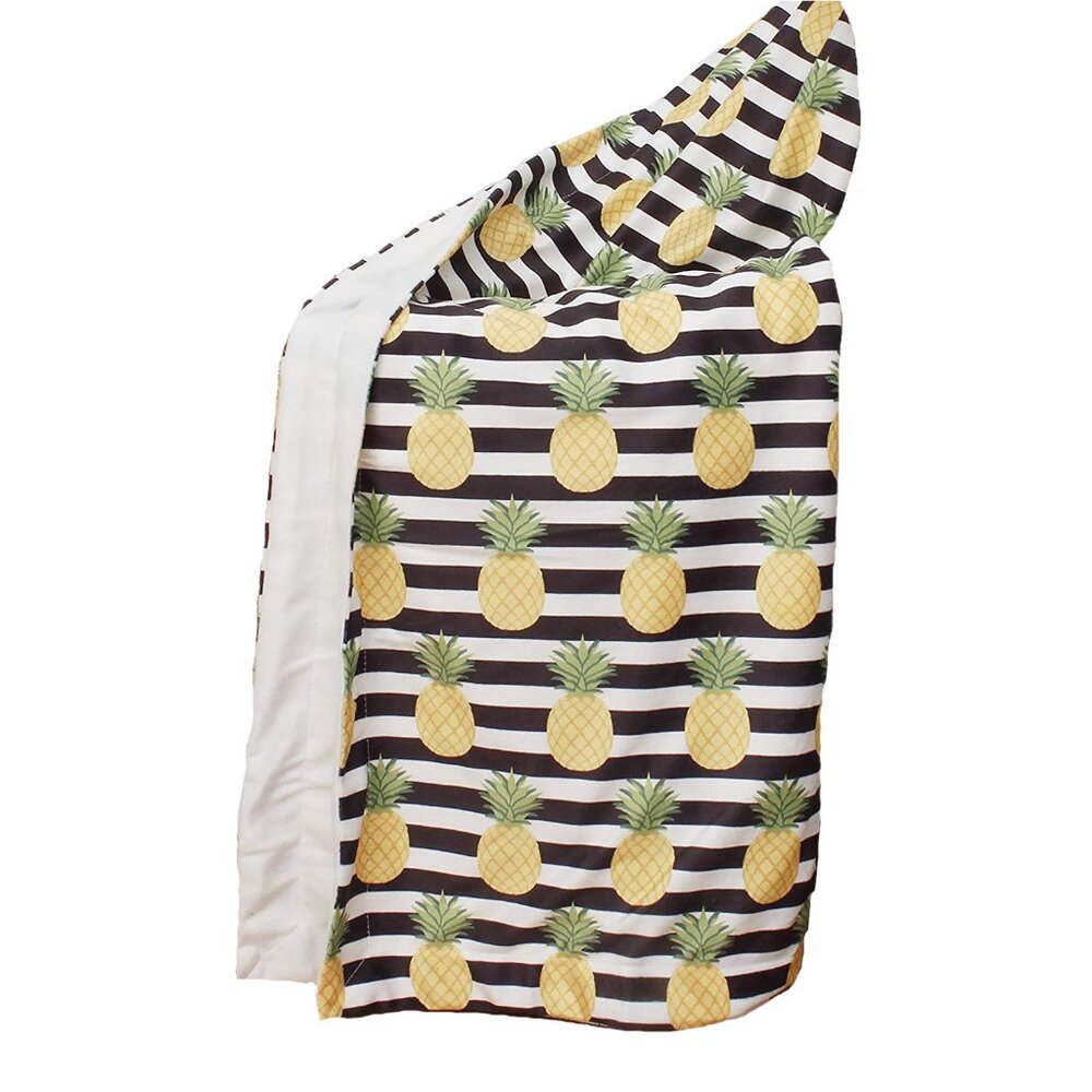 THRO by Mario Lorenz Pineapple Microfleece Minky Dot Reversible Blanket - NWT